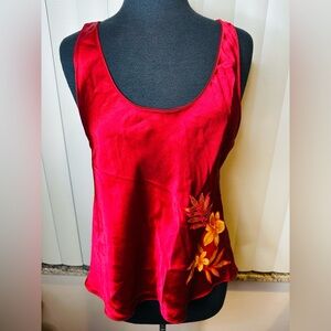 Oscar De La Renta Vintage Silky Pink Label Wine Sleepwear Top Size Large